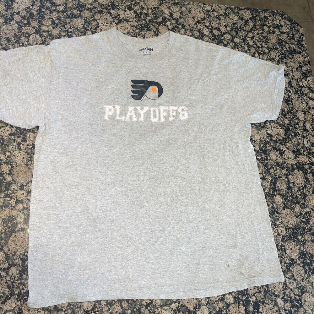 Vintage Philadelphia Flyers NHL Hockey‎ Unique Playoffs Gildan T-Shirt XL